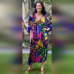 Vibrant Colorful Caftan Women One Size
